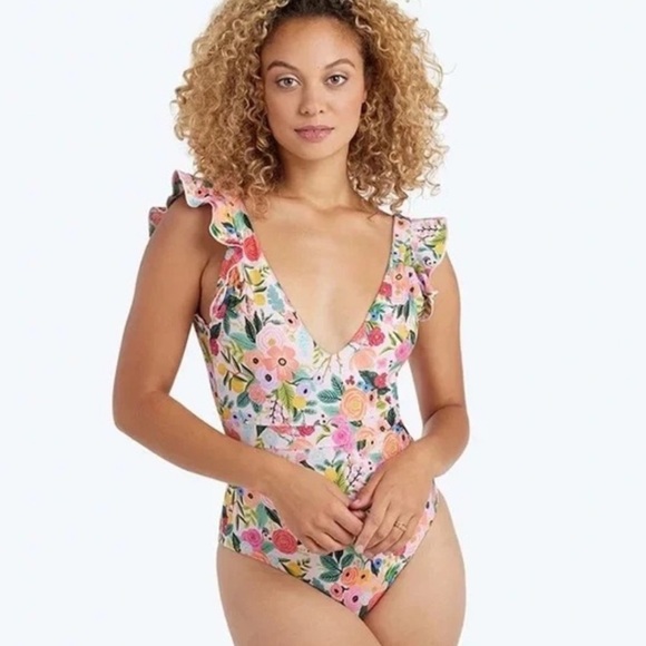 Summersalt Red and Pink One Piece Swimsuit Ruffle Back - Picture 5 of 5